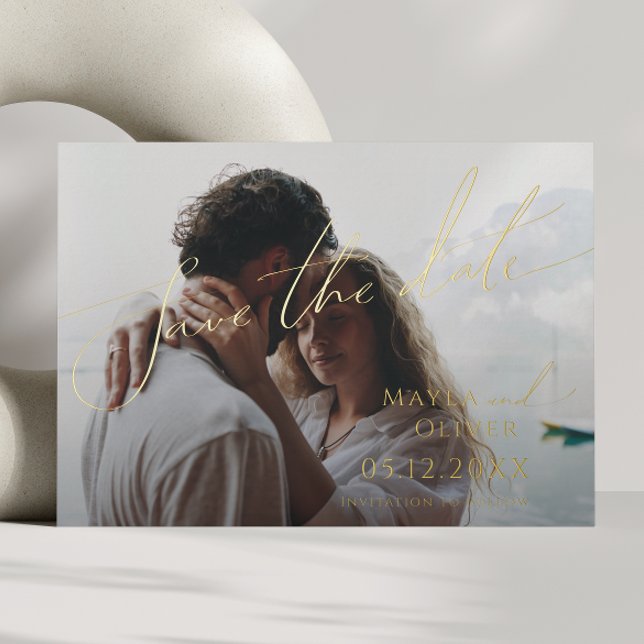 Whimsical Minimal Script Faded Photo Save The Date (Creator Uploaded)