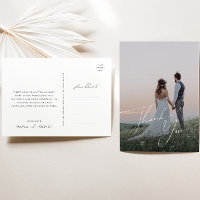 Whimsical Minimal Script Photo Wedding Thank You