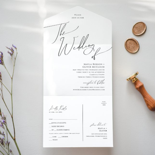 Whimsical Minimal Script Wedding Of Seal and Send  All In One Invitation (Creator Uploaded)