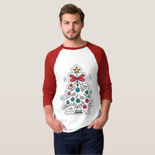 Whimsical Minimalist Christmas Tree Sticker T-Shirt