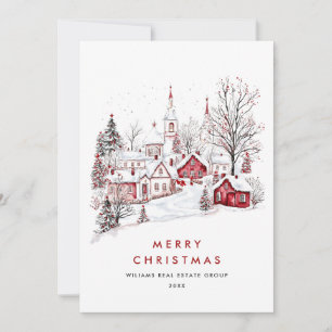 Whimsical Minimalist Country Christmas Corporate Holiday Card