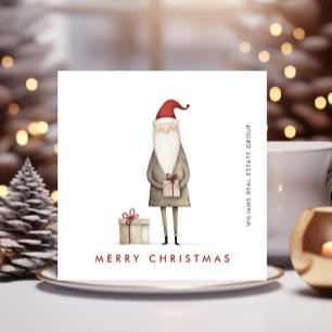 Whimsical Minimalist Santa Claus Christmas Company Holiday Card