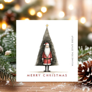 Whimsical Minimalist Santa Claus Christmas Company Holiday Card