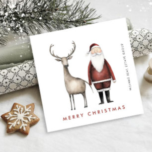 Whimsical Minimalist Santa Claus Christmas Company Holiday Card