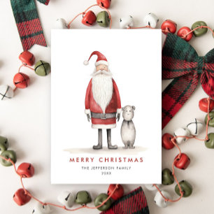 Whimsical Minimalist Santa Claus Christmas Holiday Card