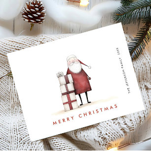 Whimsical Minimalist Santa Claus Christmas Holiday Postcard