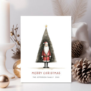 Whimsical Minimalist Santa Claus Christmas Holiday Postcard