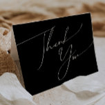 Whimsical Minimalist Script | Black Folded Thank You Card<br><div class="desc">This whimsical minimalist script | black folded thank you card is perfect for your classic simple black and white minimal modern boho wedding. The design features elegant, delicate, and romantic handwritten calligraphy lettering with formal shabby chic typography. The look will go well with any wedding season: spring, summer, fall, or...</div>
