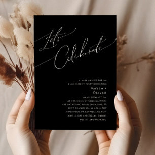 Whimsical Minimalist Script Black Let's Celebrate Invitation