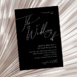 Whimsical Minimalist Script | Black The Wedding Of Invitation<br><div class="desc">This whimsical minimalist script | black the wedding of invitation is perfect for your classic simple black and white minimal modern boho wedding. The design features elegant, delicate, and romantic handwritten calligraphy lettering with formal shabby chic typography. The look will go well with any wedding season: spring, summer, fall, or...</div>