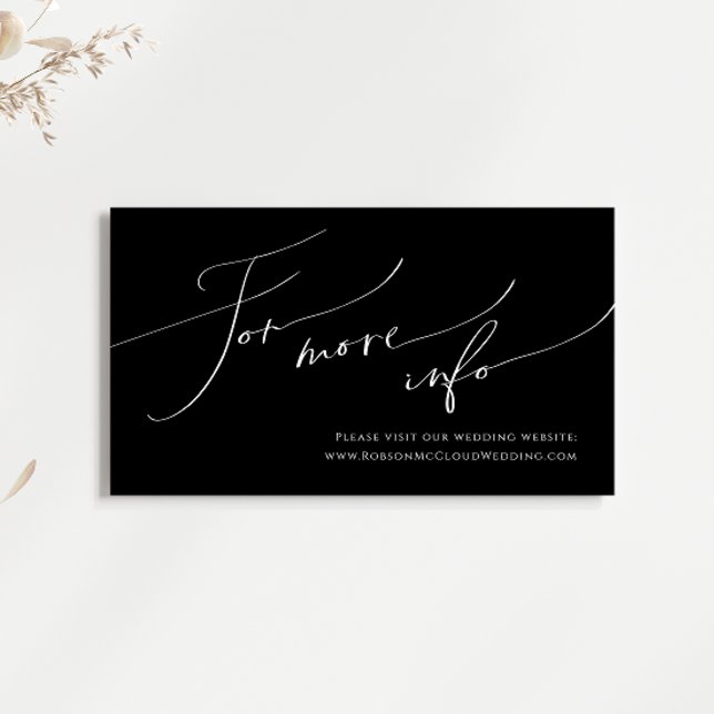 Whimsical Minimalist Script Black Wedding Website Enclosure Card (Creator Uploaded)