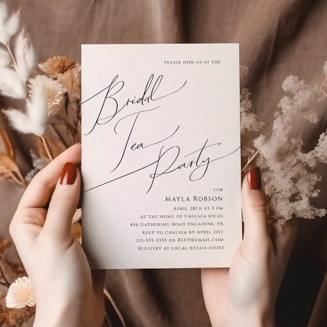Whimsical Minimalist Script Bridal Tea Party Invitation (Creator Uploaded)
