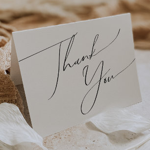 Whimsical Minimalist Script Folded Thank You Card
