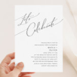 Whimsical Minimalist Script Let's Celebrate Invita Invitation<br><div class="desc">This whimsical minimalist script let's celebrate invitation is perfect for your classic simple black and white minimal modern boho wedding. The design features elegant, delicate, and romantic handwritten calligraphy lettering with formal shabby chic typography. The look will go well with any wedding season: spring, summer, fall, or winter! The product...</div>