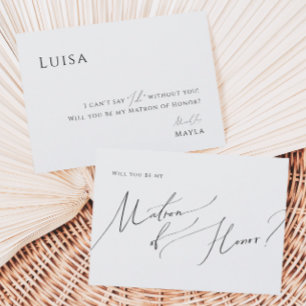 Whimsical Minimalist Script Matron of Honor Card