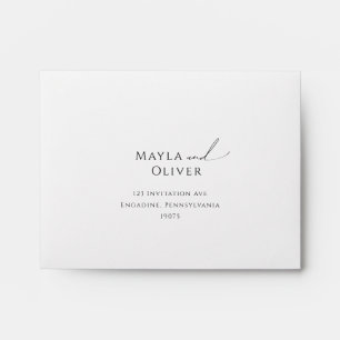 Whimsical Minimalist Script Self Addressed RSVP Envelope