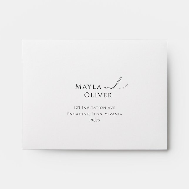 Whimsical Minimalist Script Self Addressed RSVP Envelope (Front)