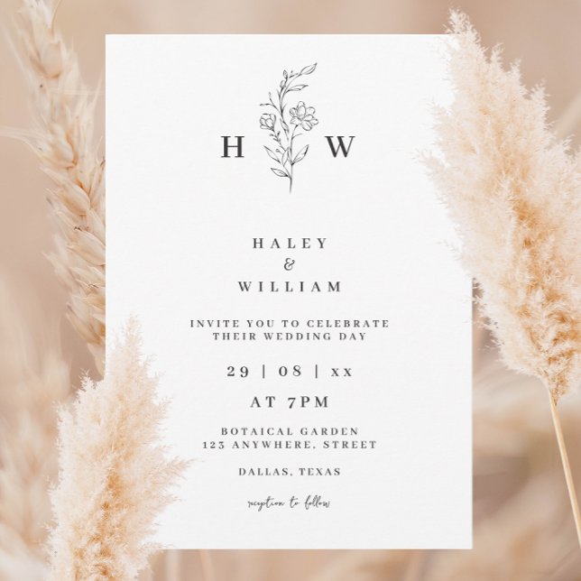 Whimsical Minimalist Script Simple White Wedding Invitation (Creator Uploaded)