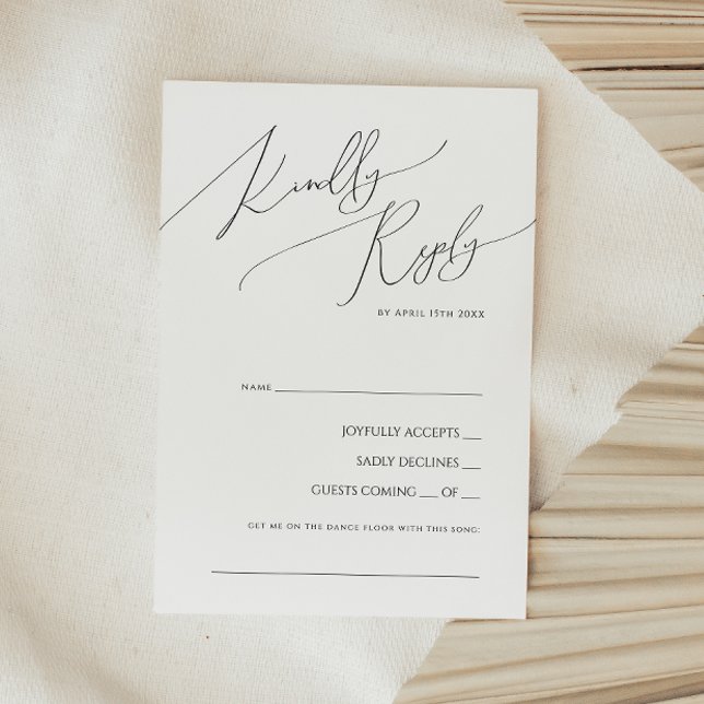 Whimsical Minimalist Script Song Request RSVP Card (Creator Uploaded)