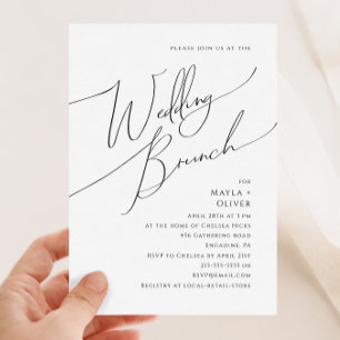 Whimsical Minimalist Script Wedding Brunch Invitation