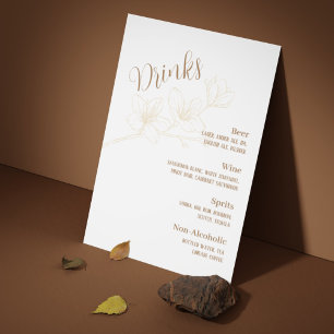 Whimsical Minimalist Script Wedding Drinks Menu Poster