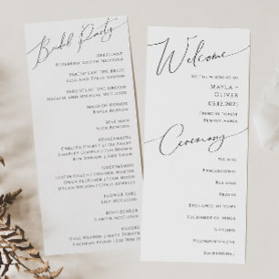 Whimsical Minimalist Script Wedding Program