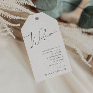 Whimsical Minimalist Script Wedding Welcome Gift Tags