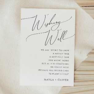 Whimsical Minimalist Script Wedding Wishing Well Enclosure Card