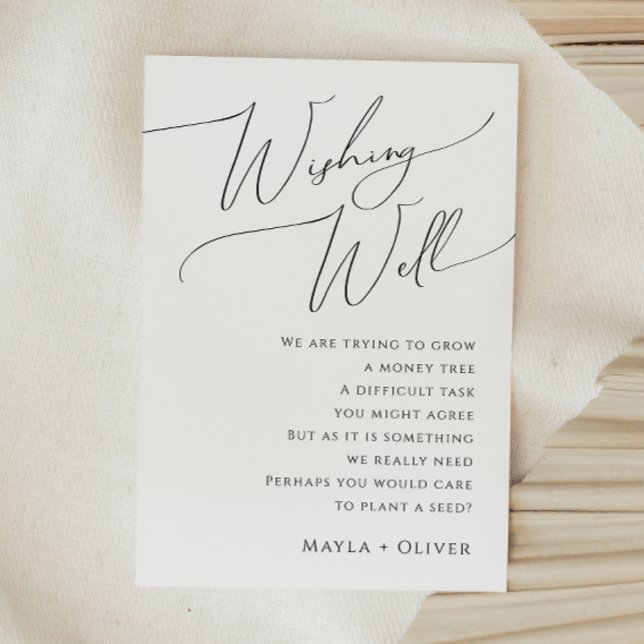 Whimsical Minimalist Script Wedding Wishing Well Enclosure Card (Creator Uploaded)