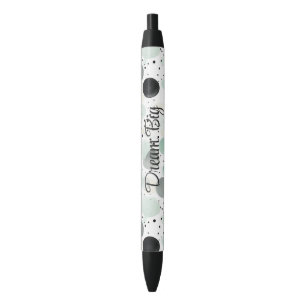 Whimsical Mint Black Cream Dots   Ink Pen