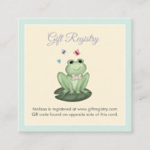 Whimsical Mint Frog Baby Shower Registry QR