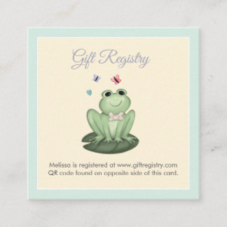 Whimsical Mint Frog Baby Shower Registry QR Enclosure Card