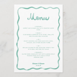 Whimsical Mint Green White Wavy Frame Wedding Menu
