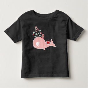 Whimsical Miss Pink Whale Bow Monogram Baby Girl Toddler T-Shirt