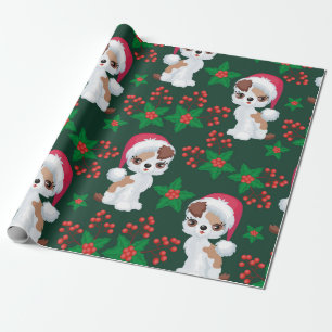 Whimsical Mistletoe and Puppies Wrapping Paper