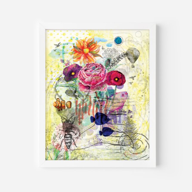 Whimsical mixed media collage art poster (Creator Uploaded)