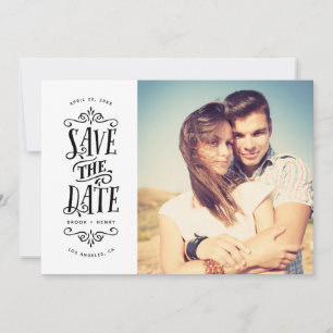 Whimsical Mod Photo Save The Date   Black