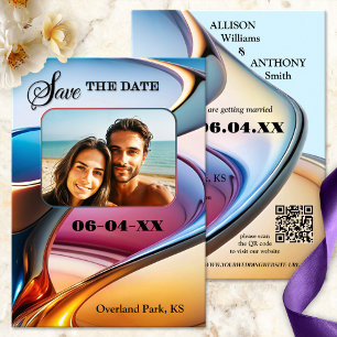 Whimsical Modern Abstract Art Photo Save the Date Announcement