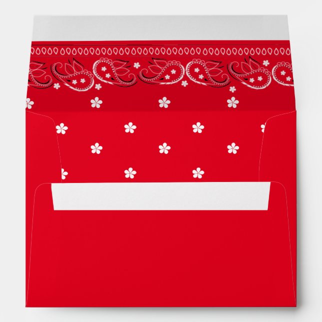 Whimsical Modern Birthday Cute Red Bandanna Envelope (Back (Bottom))