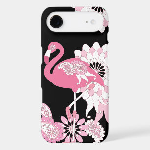 Whimsical Modern Black Pink Flamingo