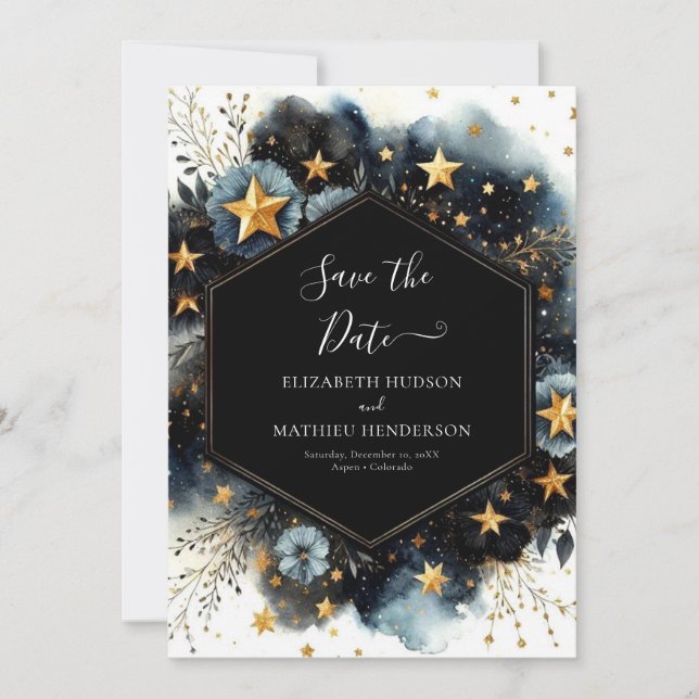 Whimsical Modern Celestial Wedding Save The Date (Front)
