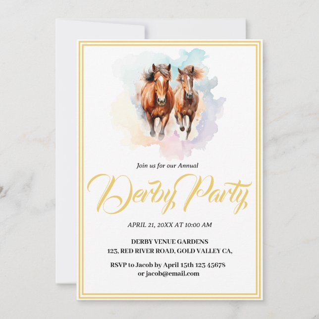 whimsical  modern design Horse Derby Invitation (Front)