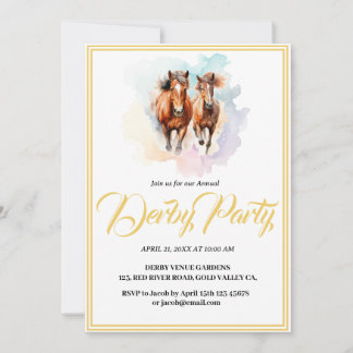 whimsical  modern design Horse Derby Invitation