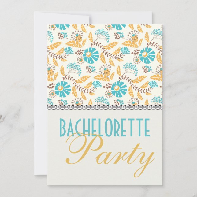 whimsical modern floral gold  bachelorette party invitation (Front)