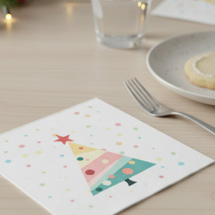 Whimsical Modern Pastel Polka Dot Christmas Napkin