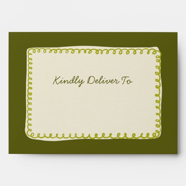 Whimsical Modern Pink & Green Wedding  Envelope (Front)