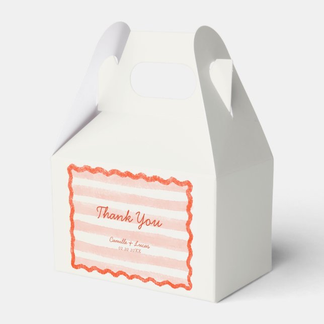 Whimsical Modern Pink & Red Wedding Favour Boxes (Front Side)