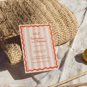 Whimsical Modern Pink & Red Wedding Invitation