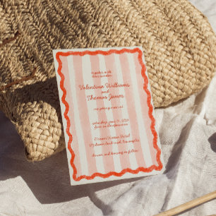 Whimsical Modern Pink & Red Wedding Invitation