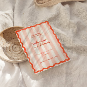 Whimsical Modern Pink & Red Wedding Save the date Invitation